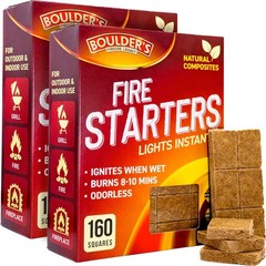 Fire Starter Cubes 160 pcs Bulk Pack Firestarter Squares Fireplace Fire Pit Wood