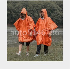 2Pcs Emergency Hooded Poncho Insulated PE Rain Coat Windproof Outdoor Hiking