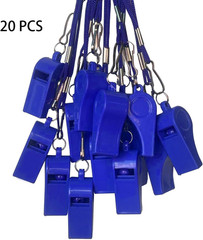 20 Pcs Plastic Loud Whistles with Lanyard for Referee Coaches Basketball Footbal