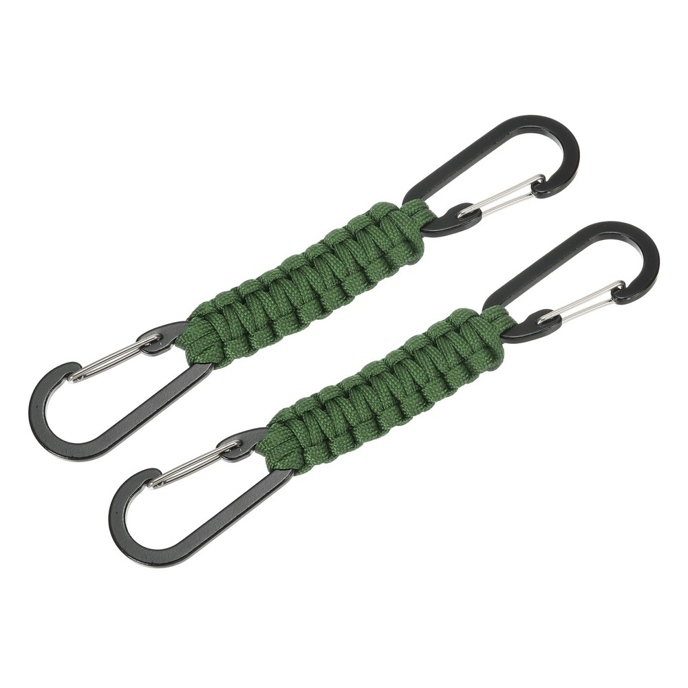 Paracord Keychain Aluminum Paracord Lanyard Key Chain – (2 Pack, Green)