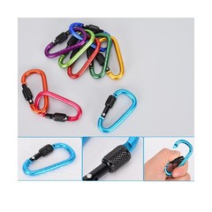 10 Pack Aluminum D Ring Key Rings Hiking Clips Locking Carabiner for Hiking C…