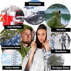 Emergency Survival Poncho 4 Pack ThermoMylar Foil Coating Blanket for Heat Ha…