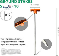 USA 10-Pack Secure Protection Galvanized Tent Stakes,Rust-Proof Steel Canopy Anc