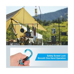 10 Pack Aluminum D Ring Key Rings Hiking Clips Locking Carabiner for Hiking C…