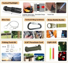 48Pc Survival First Aid Kit Emergency Survival Gear Kit with Bag Outdoor Camping