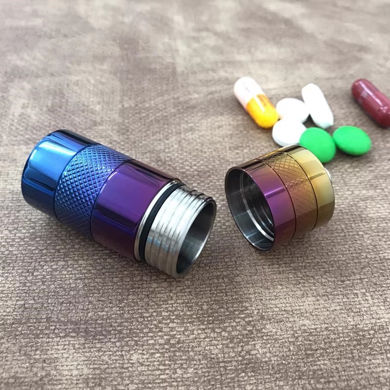 Titanium Portable Waterproof Storage Pill Case Box Capsule Seal Container Tank