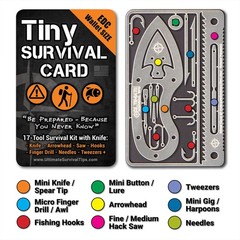 Tiny Survival Card – Fishing and Outdoor Wilderness Set silver