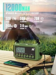 12000mAh Emergency Radio – AUTO NOAA 12000mAh – ArmyGreen with LCD Display