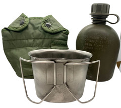 USGI ALICE 1QT OD Canteen Cover w/ OD Canteen and GENUINE US Military Cup VGC