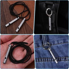 ElevateTech 2Pcs Titanium Emergency Whistle 120db Safety Whistle, Silver | with