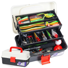 TCMBY 3 Layers Tackle Box with 11.0*5.5*5.1 inches, White Black