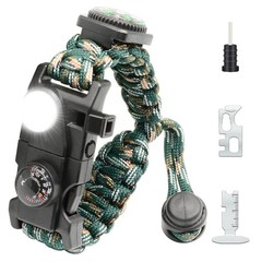 NVioAsport 20 in 1 Paracord Bracelet, Adjustable 7.5 Inch, Mountain Camo 1PC
