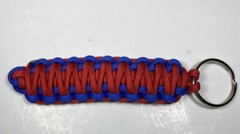 Paracord 550 Ring Keychain Fob Royal Blue/ Red