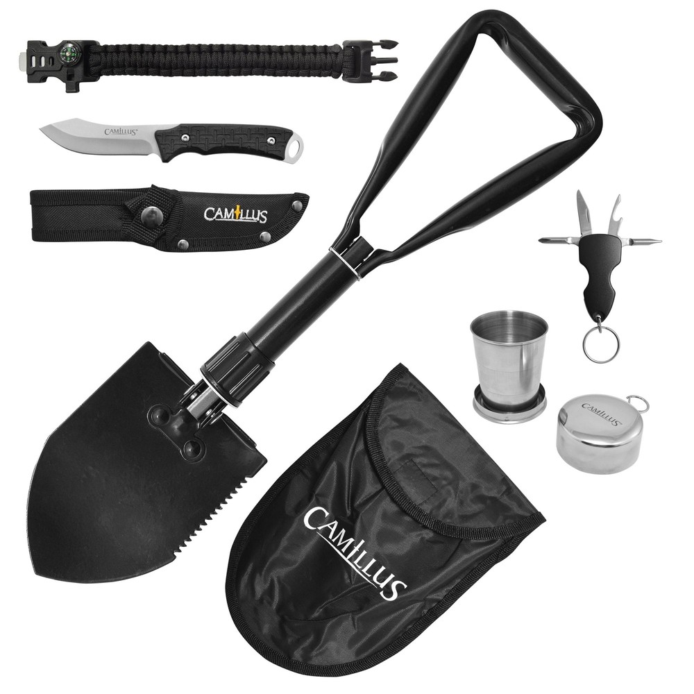 Camillus Survival Hunting 5 Piece Kit Shovel, Knife, Paracord, Multi-Tool & Cup