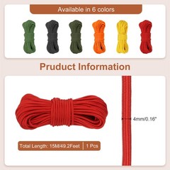 650 Paracord 49 Feet 4mm 9 Strand Parachutes Cord Spool Red
