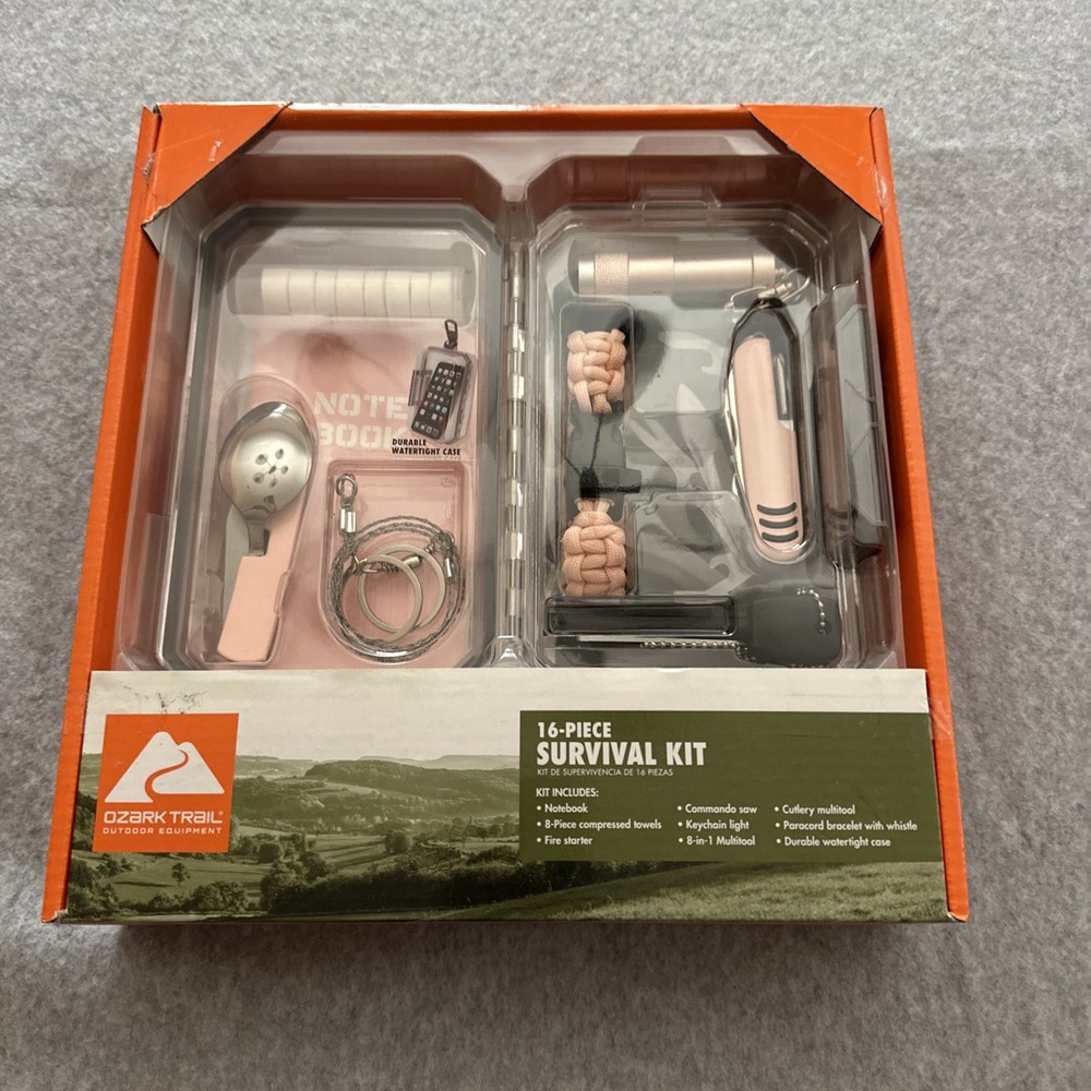 Ozark Trail 16 Piece Survival Kit :Car Camping Hiking Emergency Multitool – New!