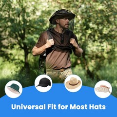 2 Pack Mosquito Head Nets with Drawstring Universal Fit for Hats Bug Net