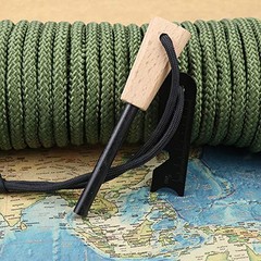 Survival Emergency Fire Starter – Wood Handle Ferro Rod with Paracord Lanyard…