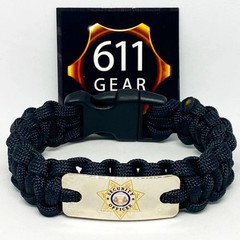 Security Officer Badge Paracord Bracelet Black EDC Tactical Guard Survival Gear