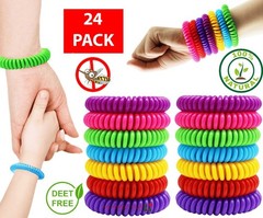 24 Pack Natural Citronella Silicone Wristbands for Outdoor Camping Traveling