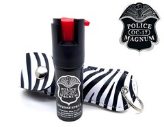 Police Magnum pepper spray .50oz zebra keychain holster self defense security