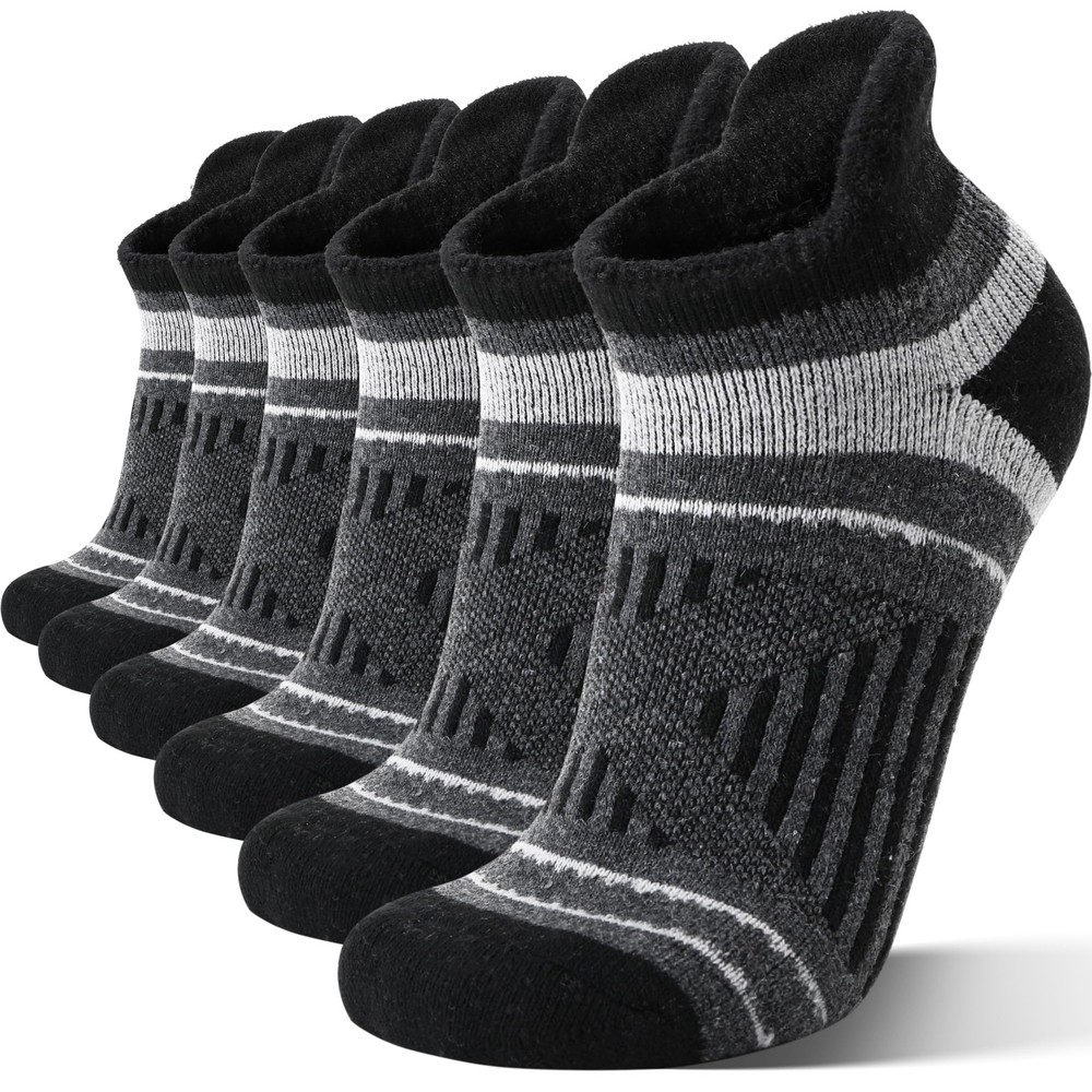 EBMORE Merino Wool Ankle Hiking Socks Compression Warm Winter Medium, Black