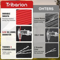 Paracord Rope 550 lb – 50ft 5/32″ Parachute Cord 4MM 7-Strand para Cord – Heavy