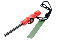 3-in-1 Emergency Magnesium Fire Starter Flint Compass Whistle Survival Outdoor