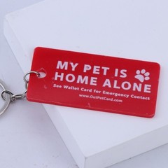 Pet Emergency Wallet Card Pet are Home Alone Alert Keychain