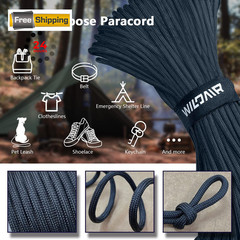 WILDAIR 750lb Paracord Parachute Cord Lanyard Ropes U.S. 100FT, Black