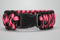 550 Paracord Survival Bracelet King Cobra Black/Pink/Rosa Noche Made in the USA