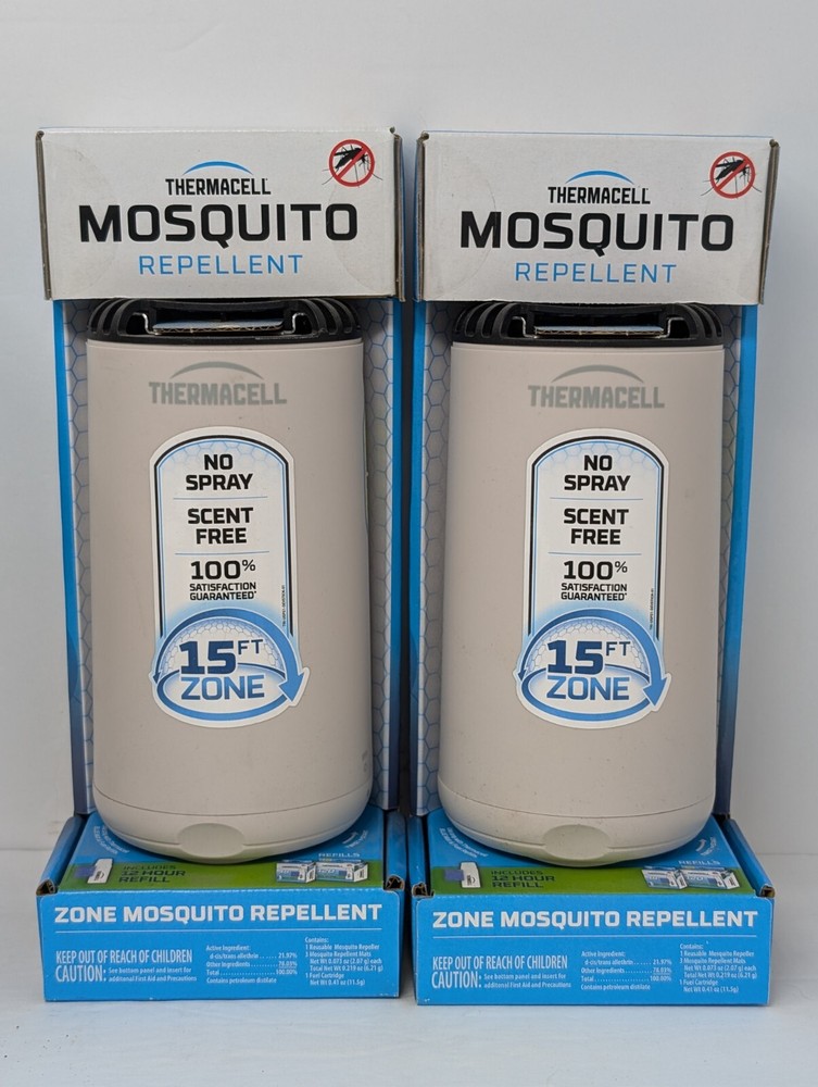 2 Thermacell Patio Shield Mosquito Repellers, 2 Fuel Cartridge, 6 Repellent Mats