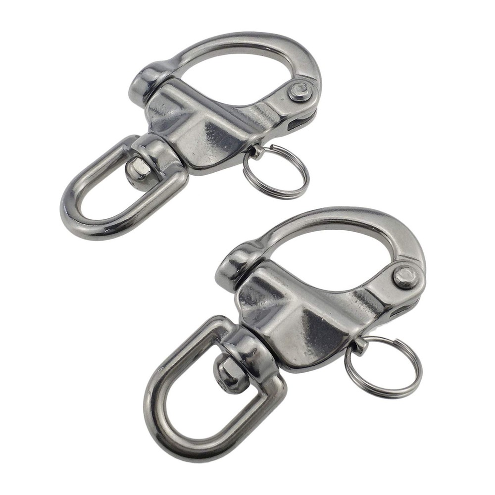 2 PCS 23/4 Inch Swivel Eye Snap Shackle Quick Release 316 Stainless Steel