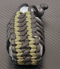 Paracord Survival Hand Sanitizer Bottle Holder Keychain Black and Green
