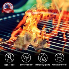 Fire Starter, 64 Mini Square, Natural Fire Starters for BBQ, Campfire, Firep