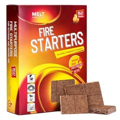 Fire Starter Squares, 160 pcs – Charcoal Fire Starters for Campfires, Grill,