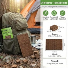 Natural Fire Starter Cubes – Quick Ignition Odorless Blocks for BBQ, Campfire, F