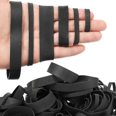 65Pcs Rubber Bands Assorted Sizes Black 6 sizes 1.5in 2in size 82 size#94 size 6