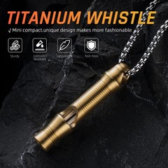Titanium Emergency Whistle,EDC Safety Whistles Necklace Loud up to 120db,Surv…