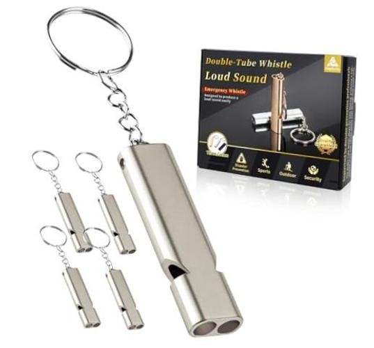 Whistle Emergency Whistles Premium Lifeguard Safety Whistle for 5 Pack Silver