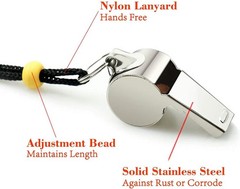 3-Piece Set of Stainless Steel Whistles with Lanyards – Loud, Safe, and Reliable
