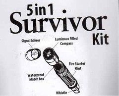 5-in-1 Survivor Hiking Kit Wholesale 12 Pack -Compass, Mirror, Whistle