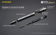 NITECORE NTP30 Tactical Pen Titanium Ti Bidirectional Bolt Action Glass Breaker