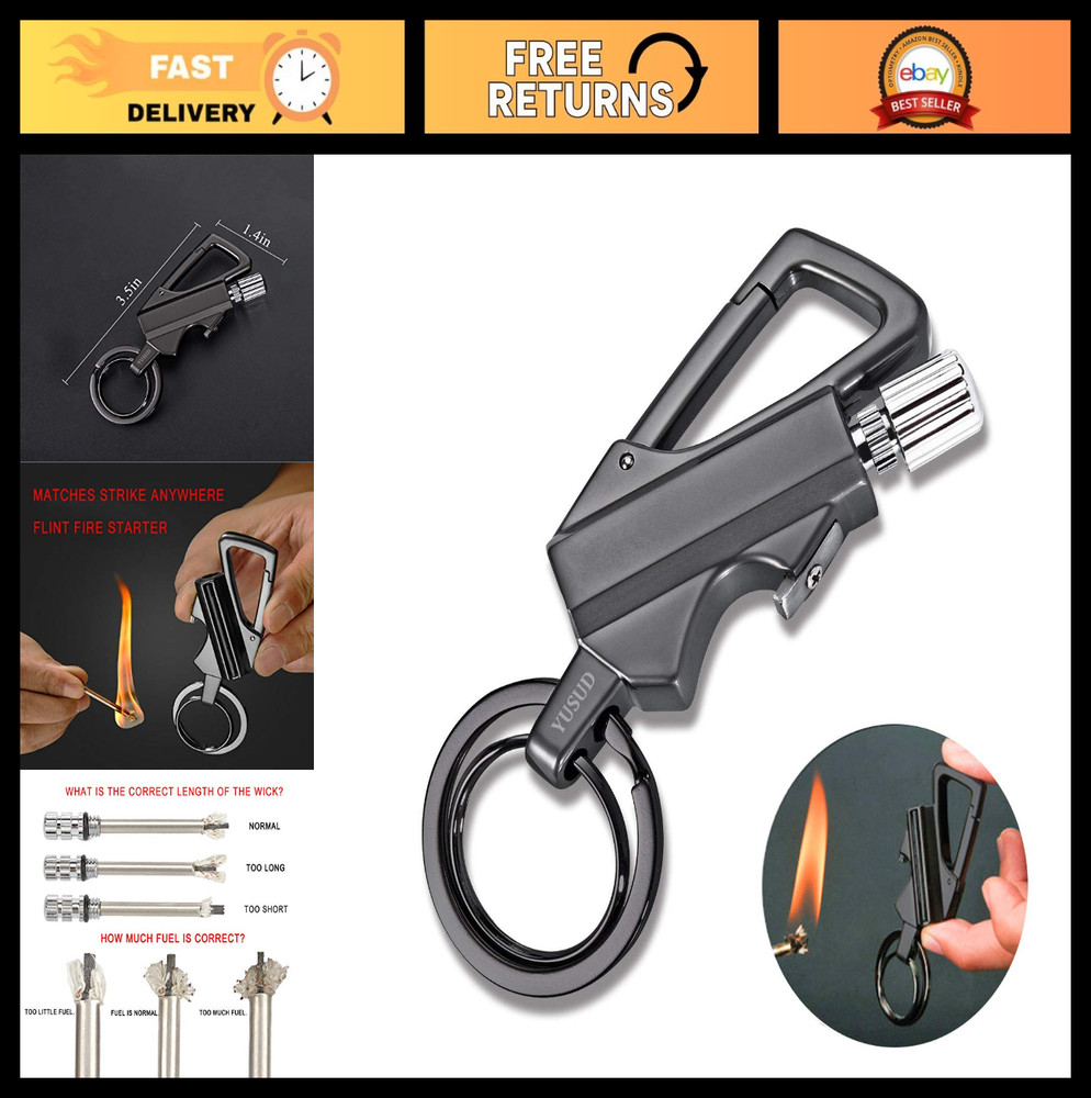 Permanent Match Keychain Lighter with Bottle Opener – Waterproof Flint Fire Star