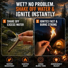 34PCS Fire Starter Survival Kit with 3 Ferro Rods & Striker Tinder 20 Waterproof