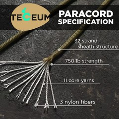 Teceum Paracord Type Iv 750 Lb Coyote Brown 50 Ft 4Mm Nylon Strong Tactical