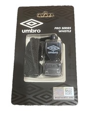 Umbro Pro Series Coach Whistle with Adjustable Lanyard, Black, Plastic, New