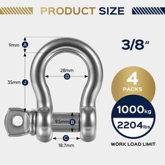 316 Stainless Steel D Ring Bow Shackles, Heavy Duty Anchor Shackles with Secu…