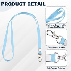 10Pcs 16.9″ Polyester Flat Lanyard with Lobster Clasp for Office, Sky Blue