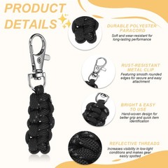 Paracord Zipper Pull, Reflective Zipper Pulls Replacement 5 Pcs & Black